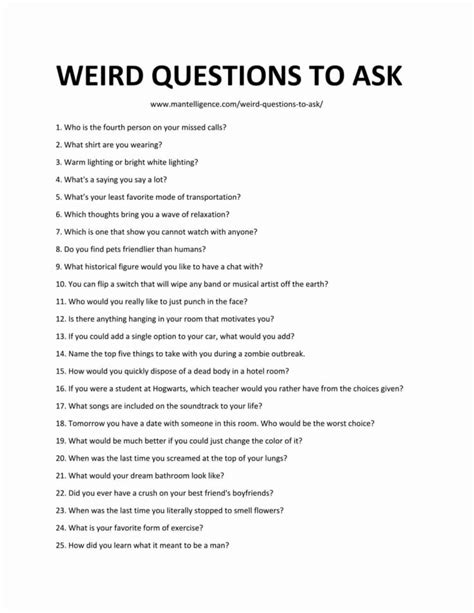 odd questions|63+ Weird Questions To Ask (Ranked: Weird, Weirder, Weirdest).